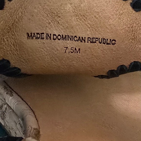 Jack Rogers Black Leather Whipstitch Cork Wedge Sandals Gold Fleck 7.5M - Picture 7 of 7